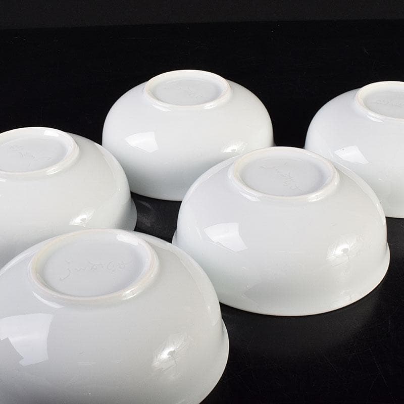 有田焼　二代　奥川忠右ェ衛門作　花文　白磁小鉢揃　5客　共箱　C　6944