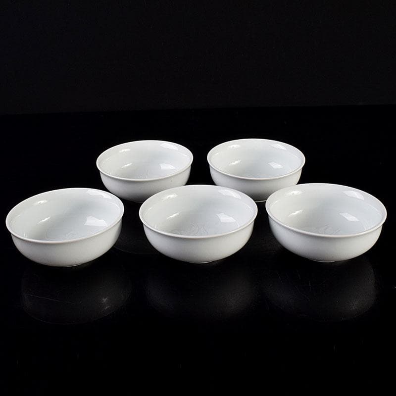 有田焼　二代　奥川忠右ェ衛門作　花文　白磁小鉢揃　5客　共箱　C　6944