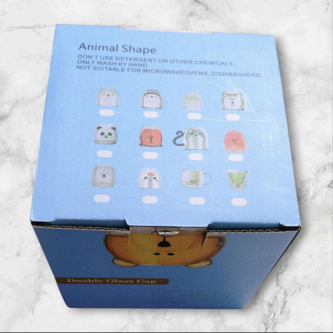 260ml ダブルウォールグラス 猫 ネコ かわいい カフェグラス 取っ手付き