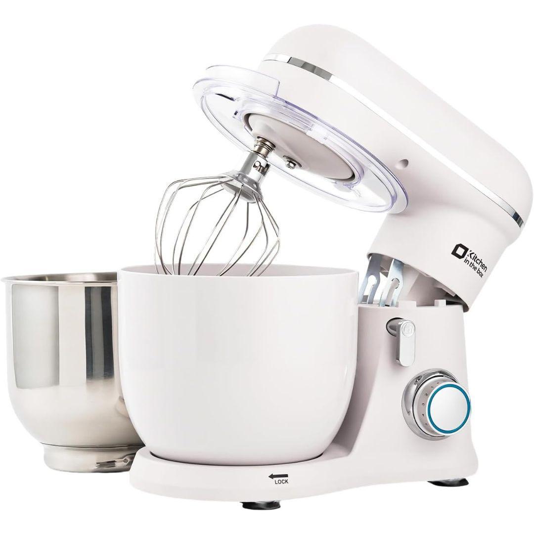 スタンドミキサー ダブルボウル 卓上ミキサー 3種類アタッチメント付き