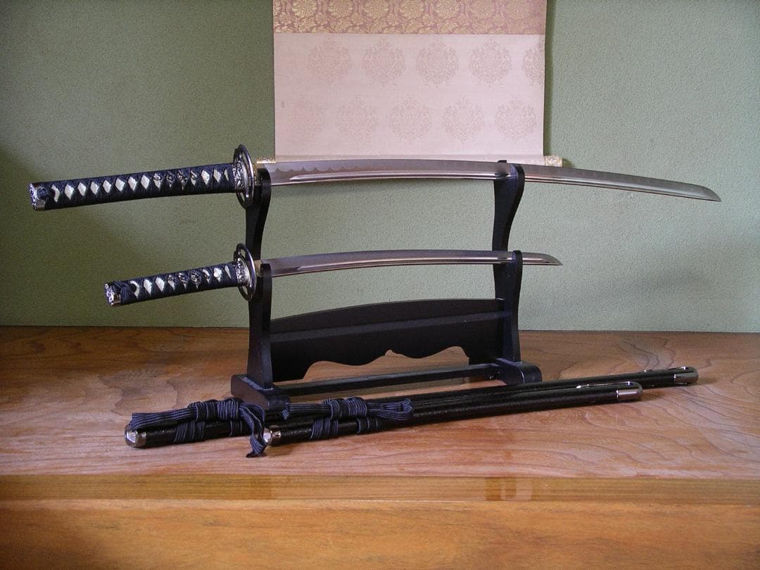 関の美術刀剣 剣豪 宮本武蔵 海鼠鍔 巌流島の決闘 二刀流 大刀 小刀(脇差)