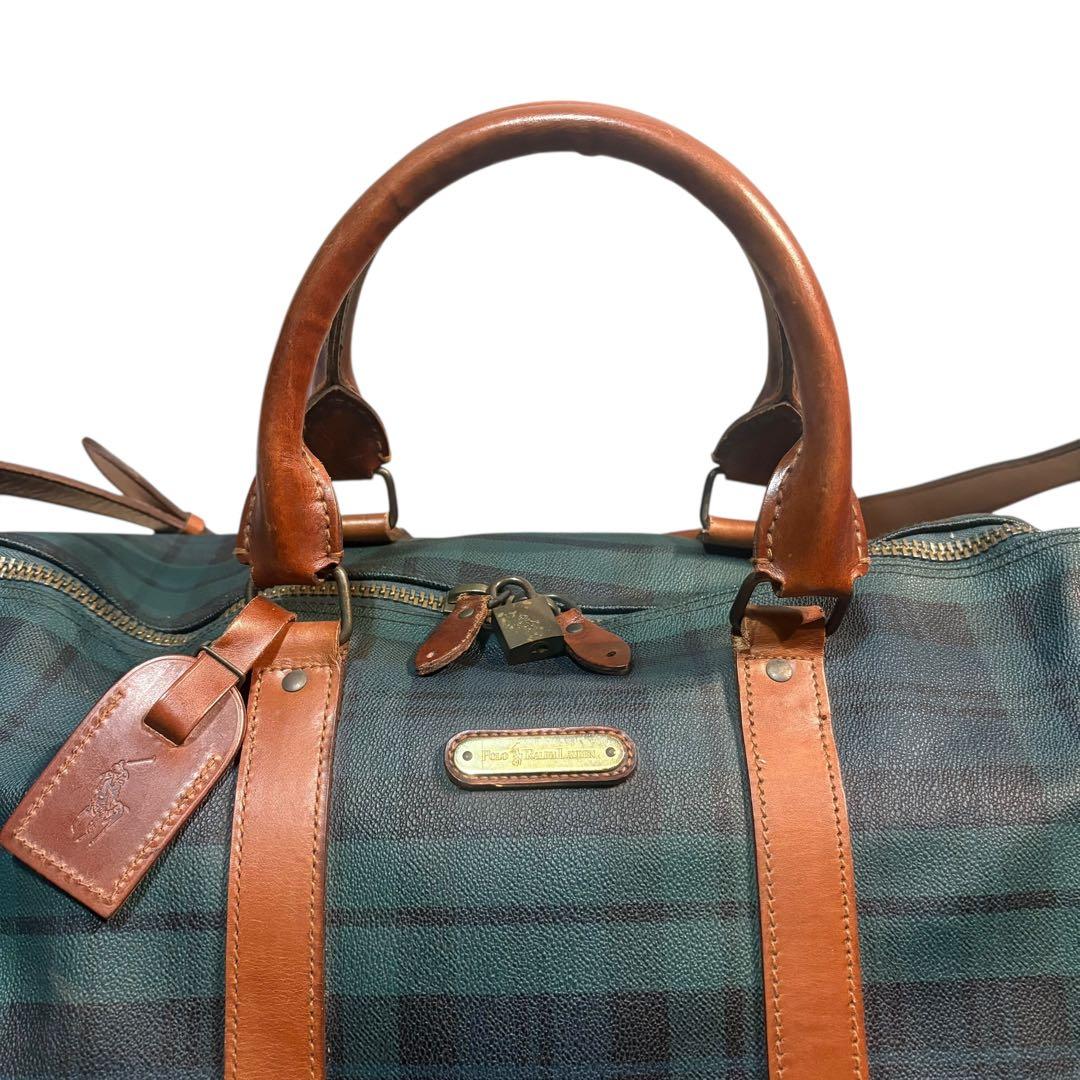 美品 ポロラルフローレン ボストンバッグ 2way チェック PVC 大容量