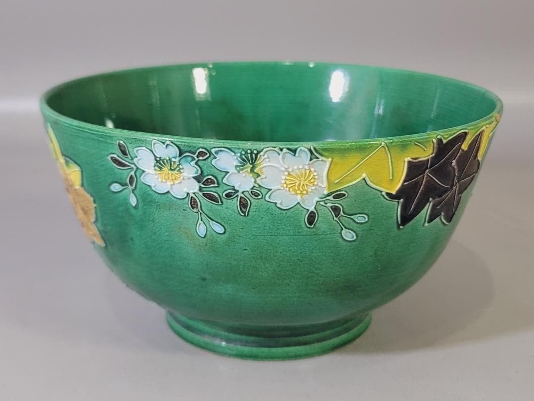 茶道具 永楽善五郎 青交趾菓子鉢 共箱 DT750