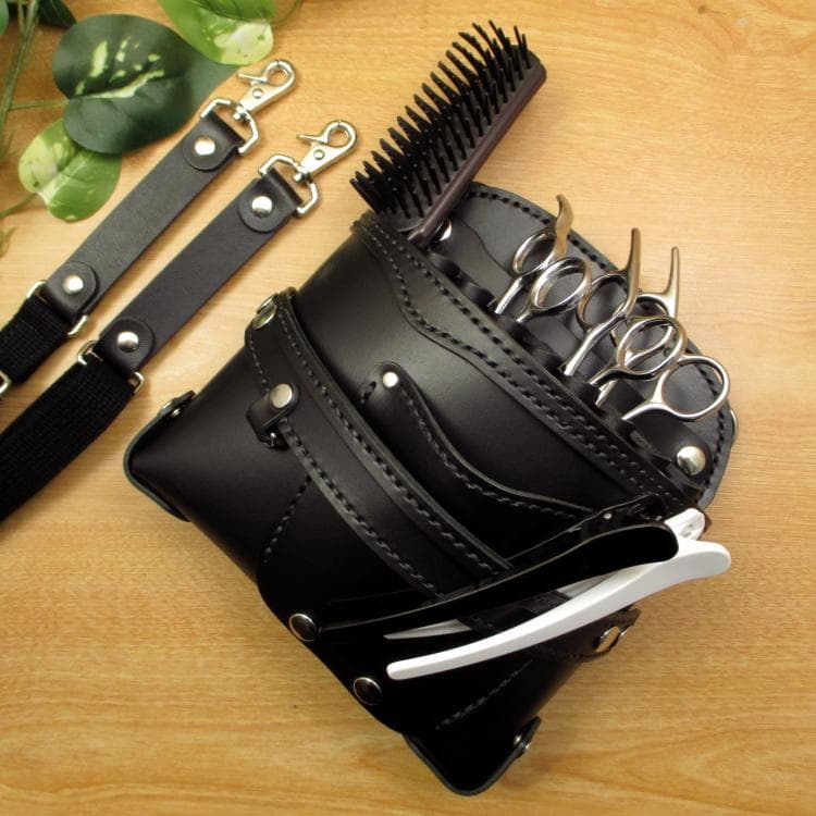 専用　オールブラック　８丁差し　本革シザーケース　SCA-147/CKA