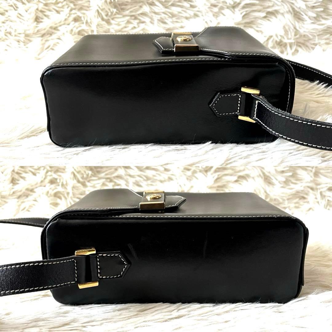 クリスチャンディオール ショルダーバッグ レザー ブラック ヴィンテージ