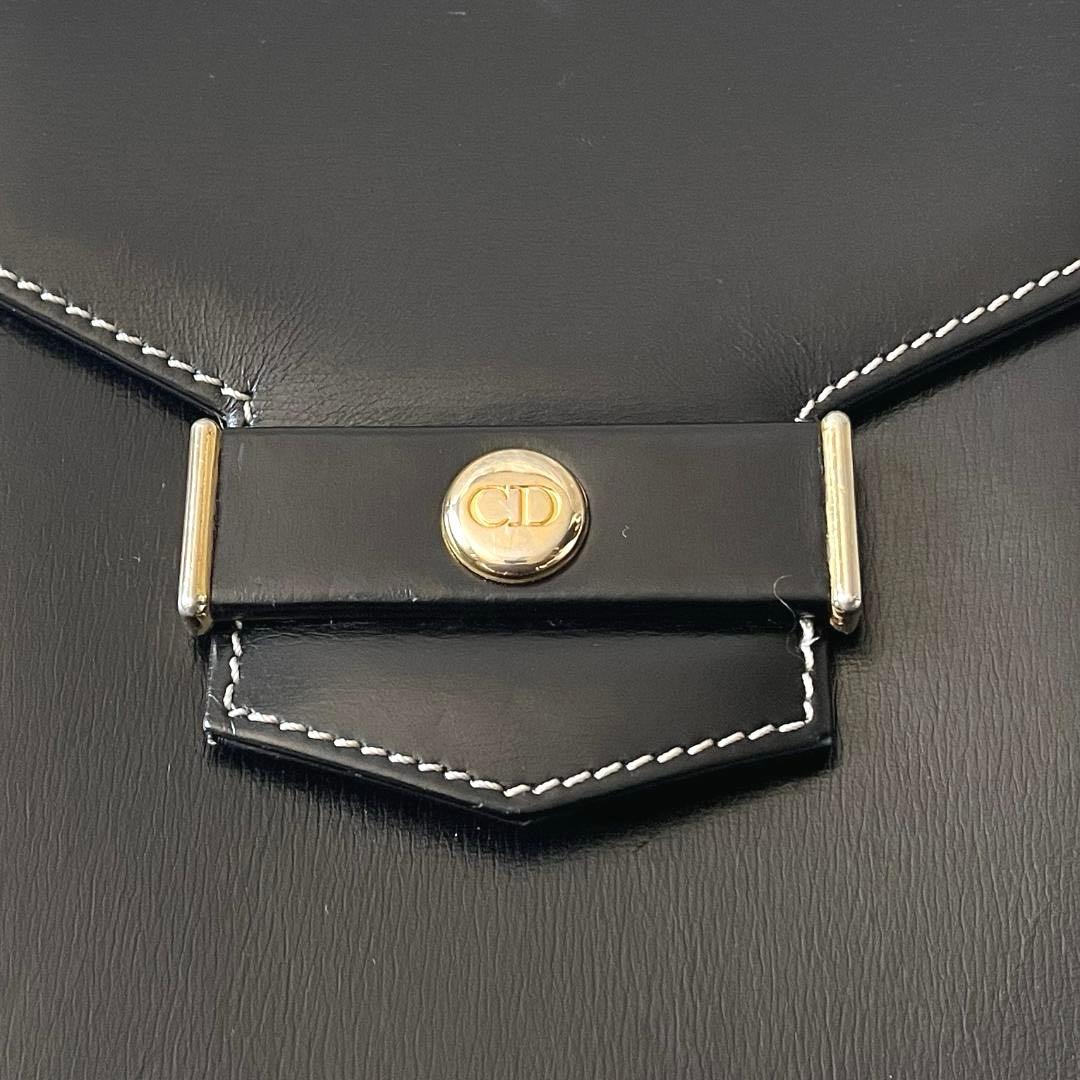 クリスチャンディオール ショルダーバッグ レザー ブラック ヴィンテージ
