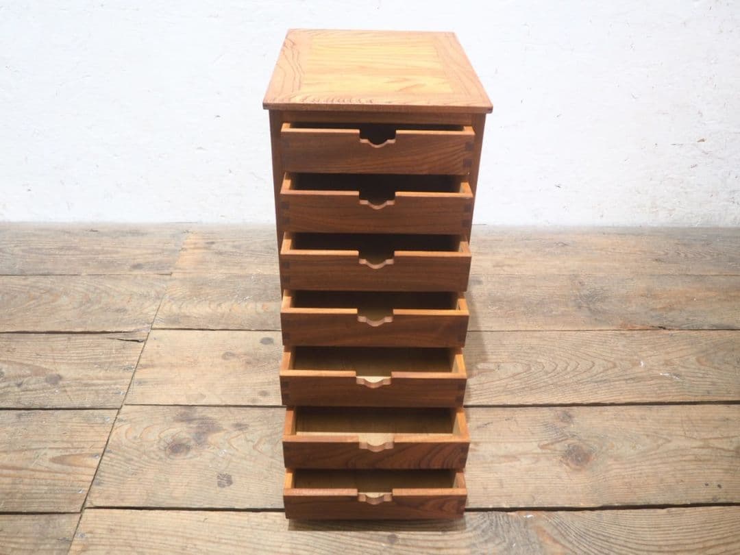 1246　②ケヤキの小引き出し　収納棚　書類ケース　展示台　ラック　インテリア