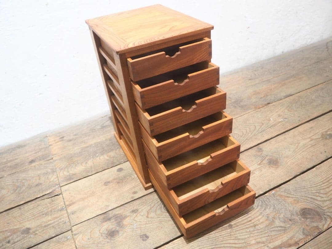 1246　②ケヤキの小引き出し　収納棚　書類ケース　展示台　ラック　インテリア