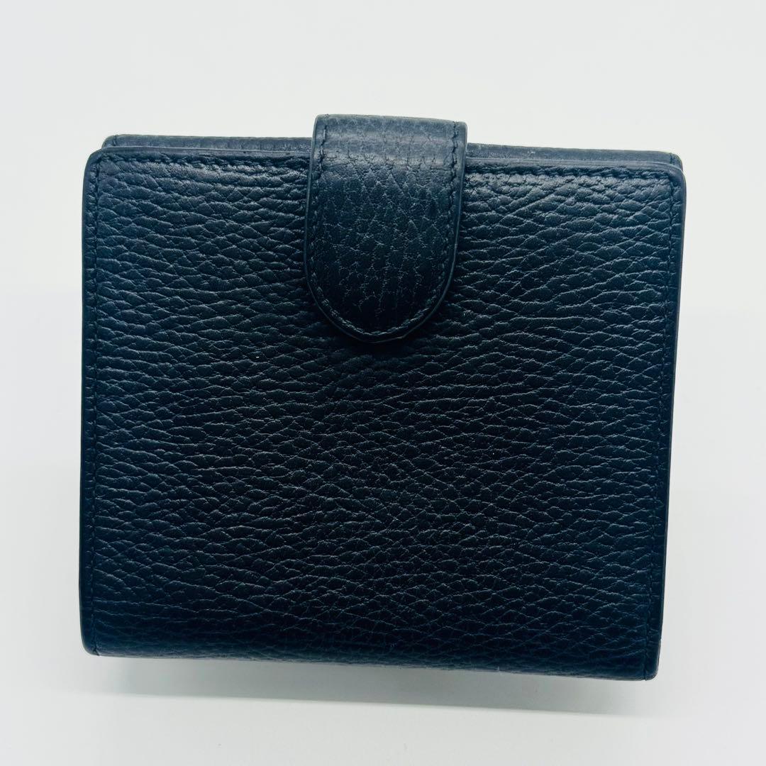 希少✨グッチ 二つ折り財布 GGインターロッキング レザー Wホック ブラック