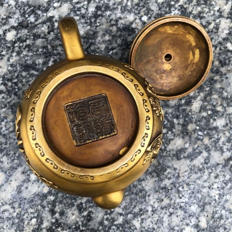 銅 細工 五福字銅壷 茶壺 煎茶器 装飾品 工芸品 置物