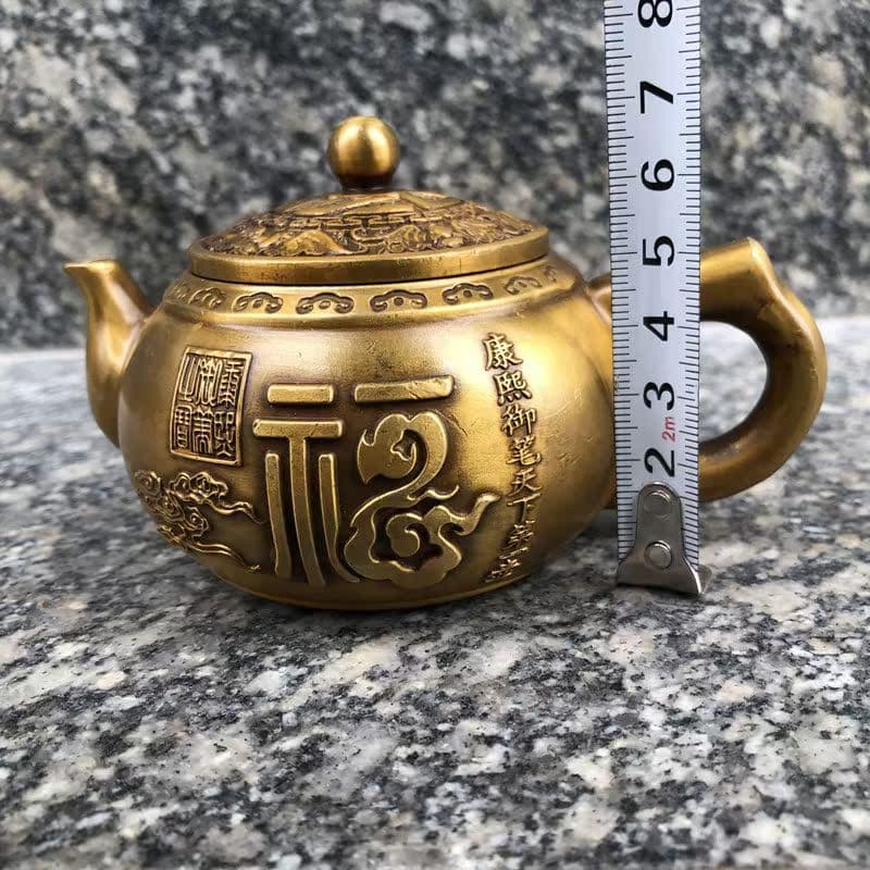 銅 細工 五福字銅壷 茶壺 煎茶器 装飾品 工芸品 置物