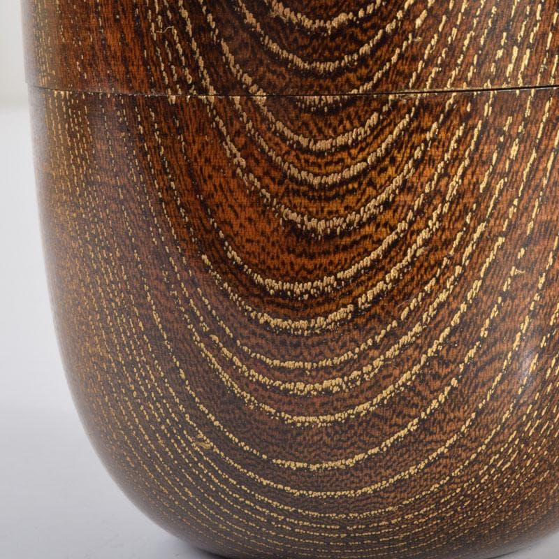 茶道具　山中塗　福田芳朗作　欅神代塗　中棗　共布共箱　V　8648