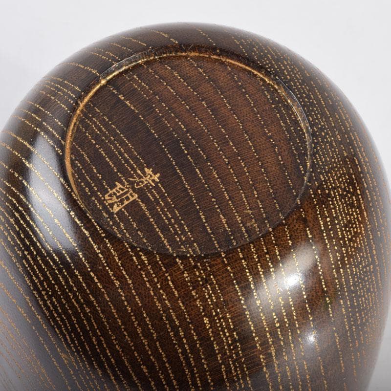 茶道具　山中塗　福田芳朗作　欅神代塗　中棗　共布共箱　V　8648