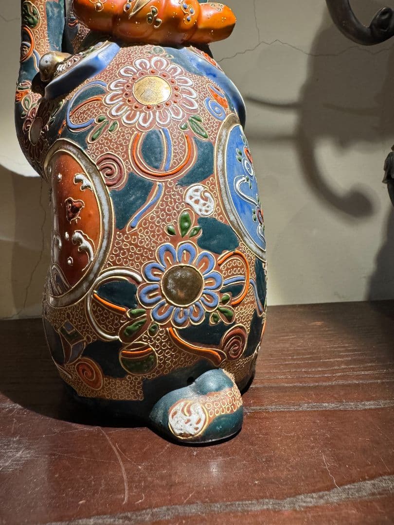 美術品 陶器製 九谷燒 招き猫　置物