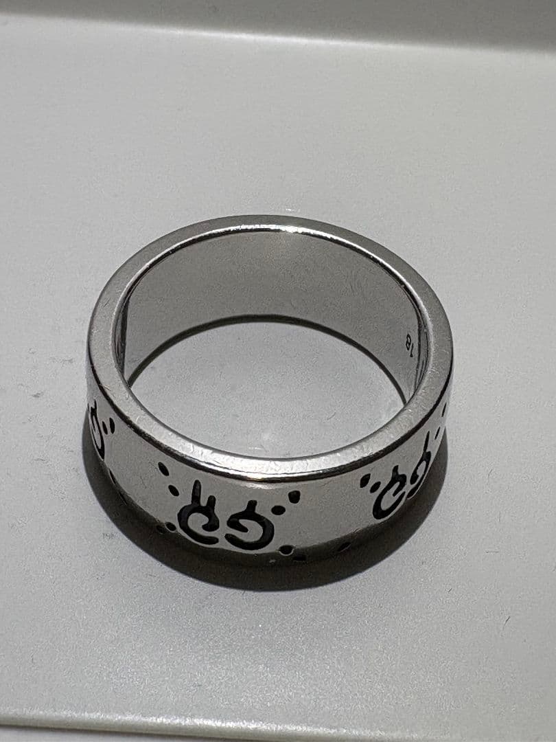 GUCCI ゴースト スカル リング ワイド　刻印サイズ:18号【箱/ポーチ付】