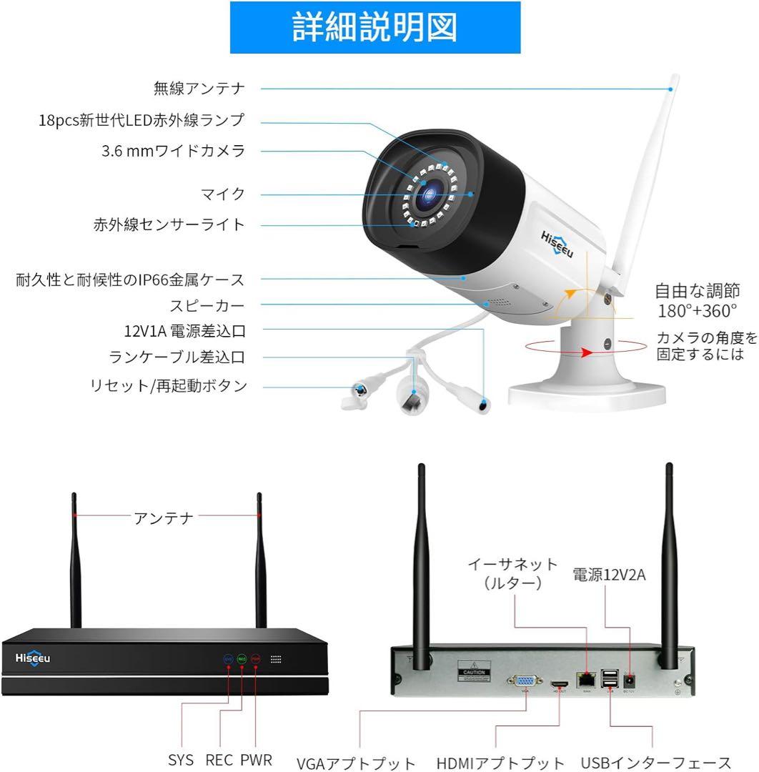 Hiseeu 防犯カメラ 4台セット 1TB