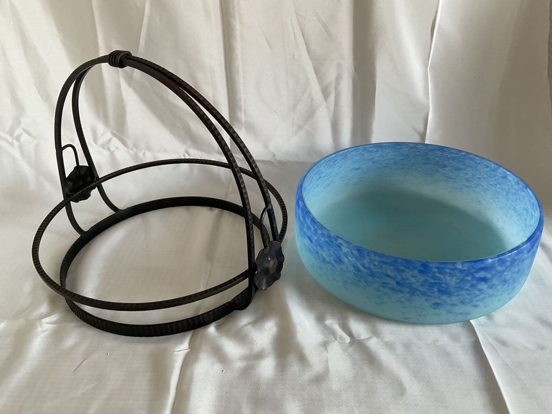 アンティーク美品！！「アイアン・ガラス　バスケット」France