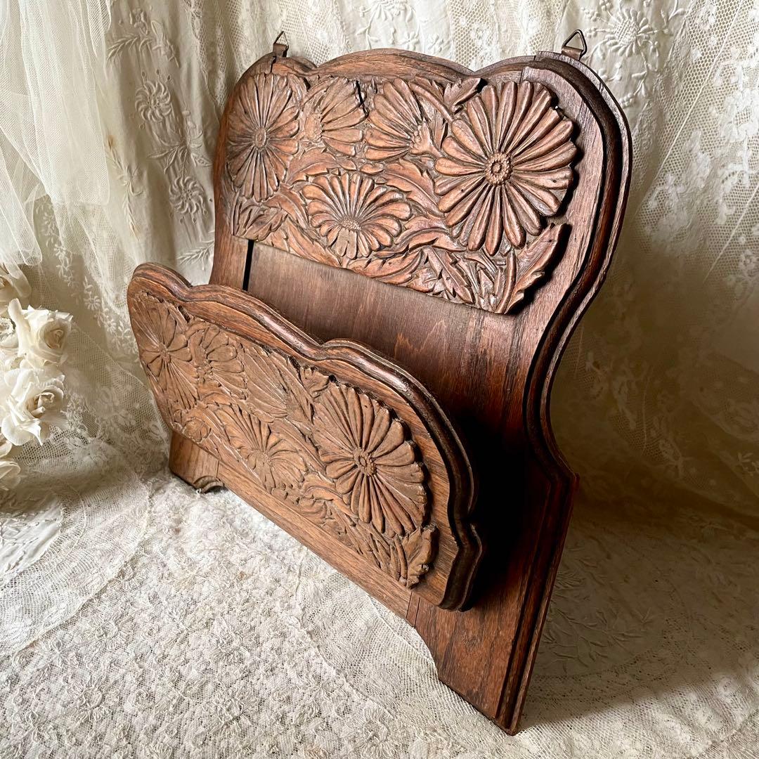 19世紀イギリスアンティーク壁掛け木製レターラック　家具シェルフステーショナリー