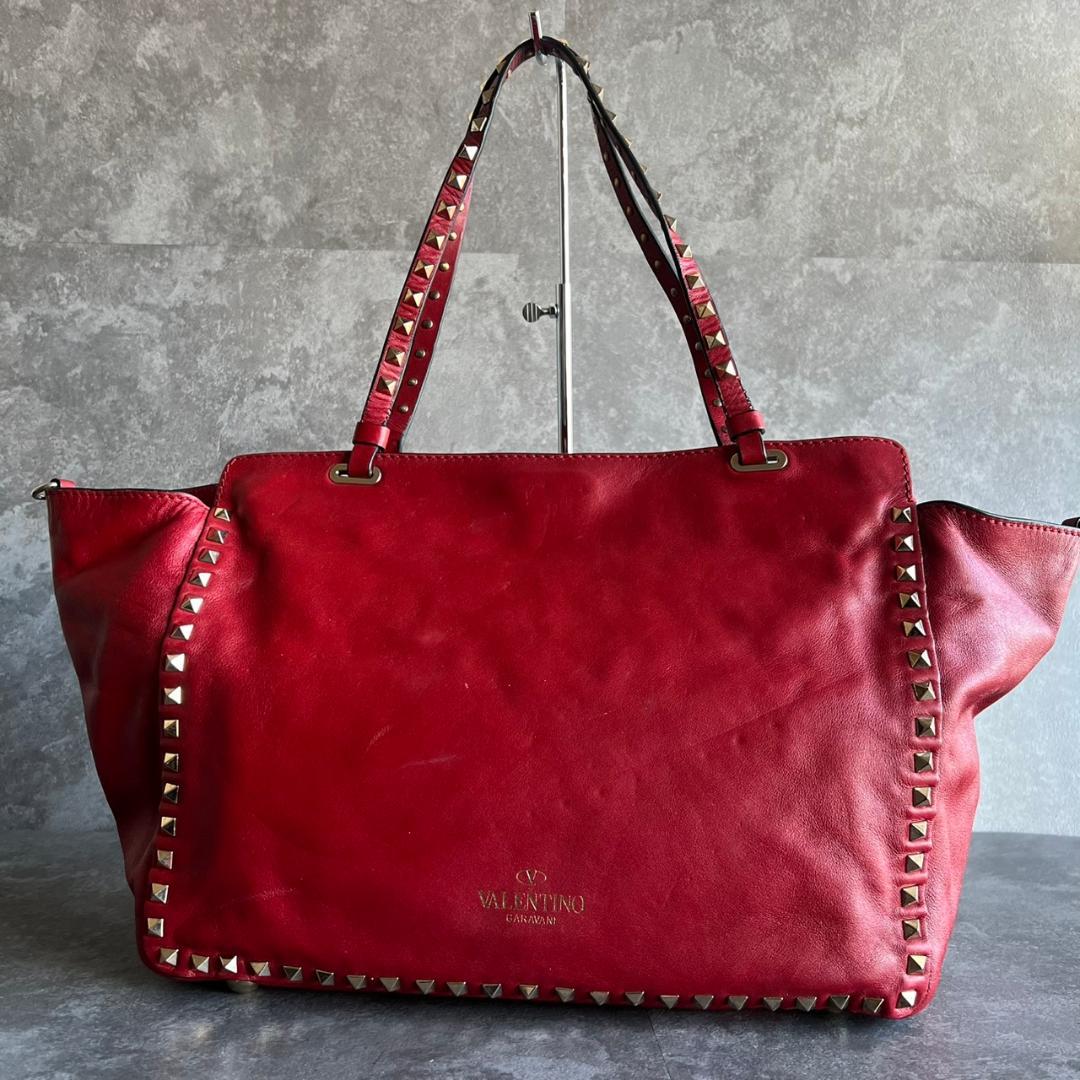 ⭐️VALENTINO⭐️ヴァレンティノ ロックスタッズ トートバッグ レッド