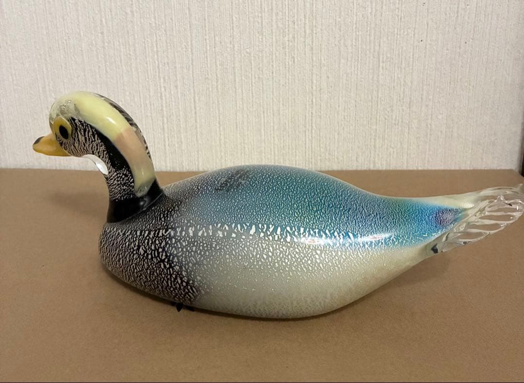 ムラーノ Murano アートガラス ガラスオブジェ アヒル マガモ 水鳥 置物