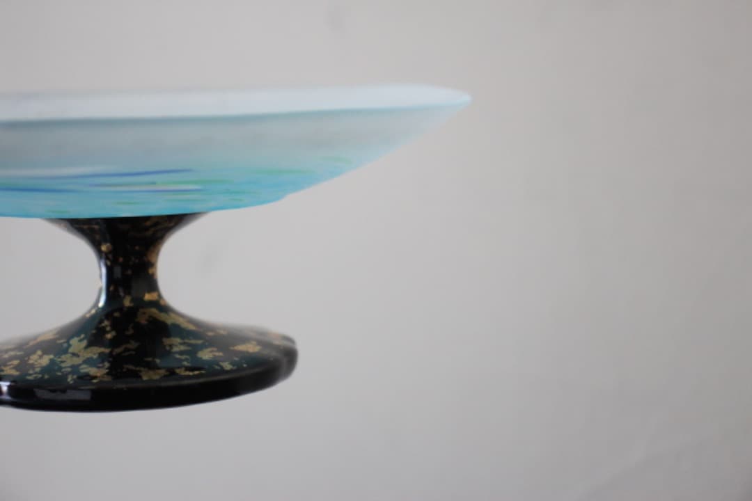 藤田喬平　金彩　手吹きガラス　彩鉢　ガラス皿　２客