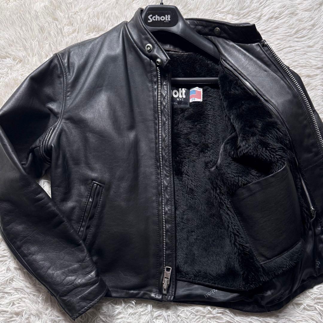 お*ん様 希少モデル✨ ショット ライダースジャケット ボアライナー 641E