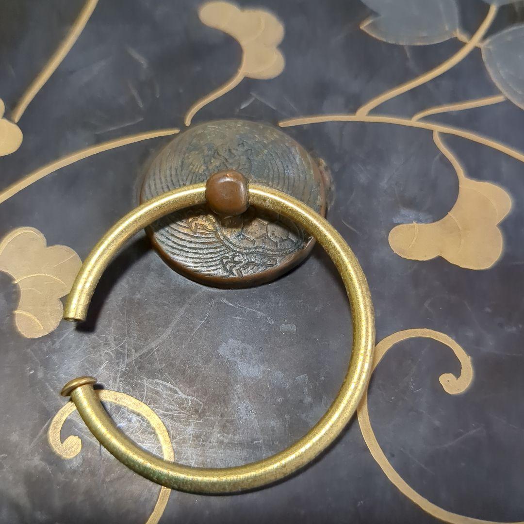 漆鏡箱　鉄線紋様　漆塗り小引き出し　レトロ