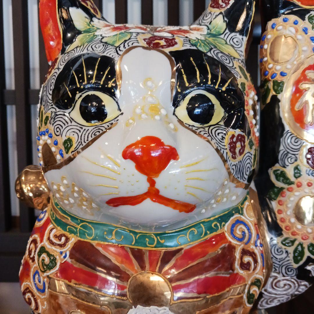 九谷焼盛絵招き猫　高さ４５cm