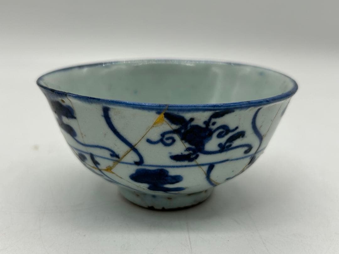 中国　清時代　染付湯呑み3点　茶器　訳あり　送料込み0515