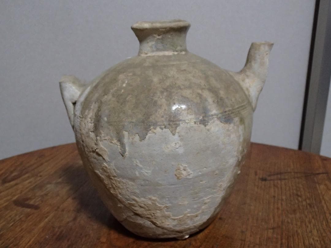 骨董　水注ぎ　古瀬戸　灰釉