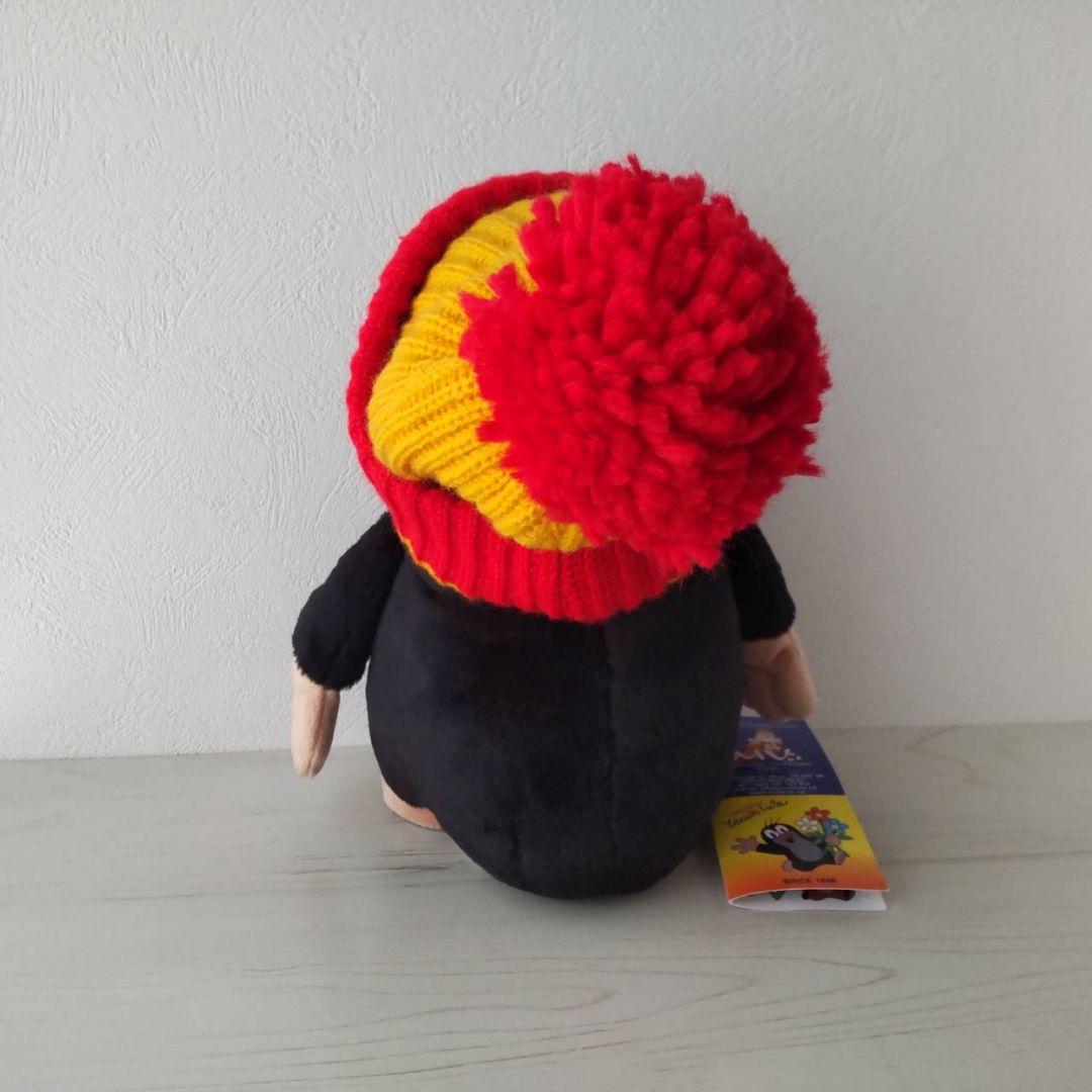 新品　チェコ　もぐらのクルテク　ぬいぐるみ 25cmサイズ 帽子 レッド