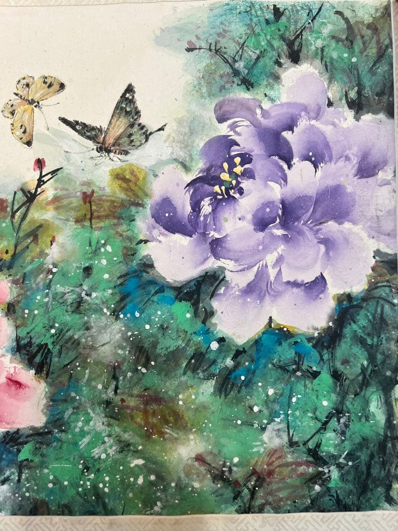 水墨画 牡丹花と蝶 ・牡丹頑固ジジイー章金生と洛陽三月牡丹花物語