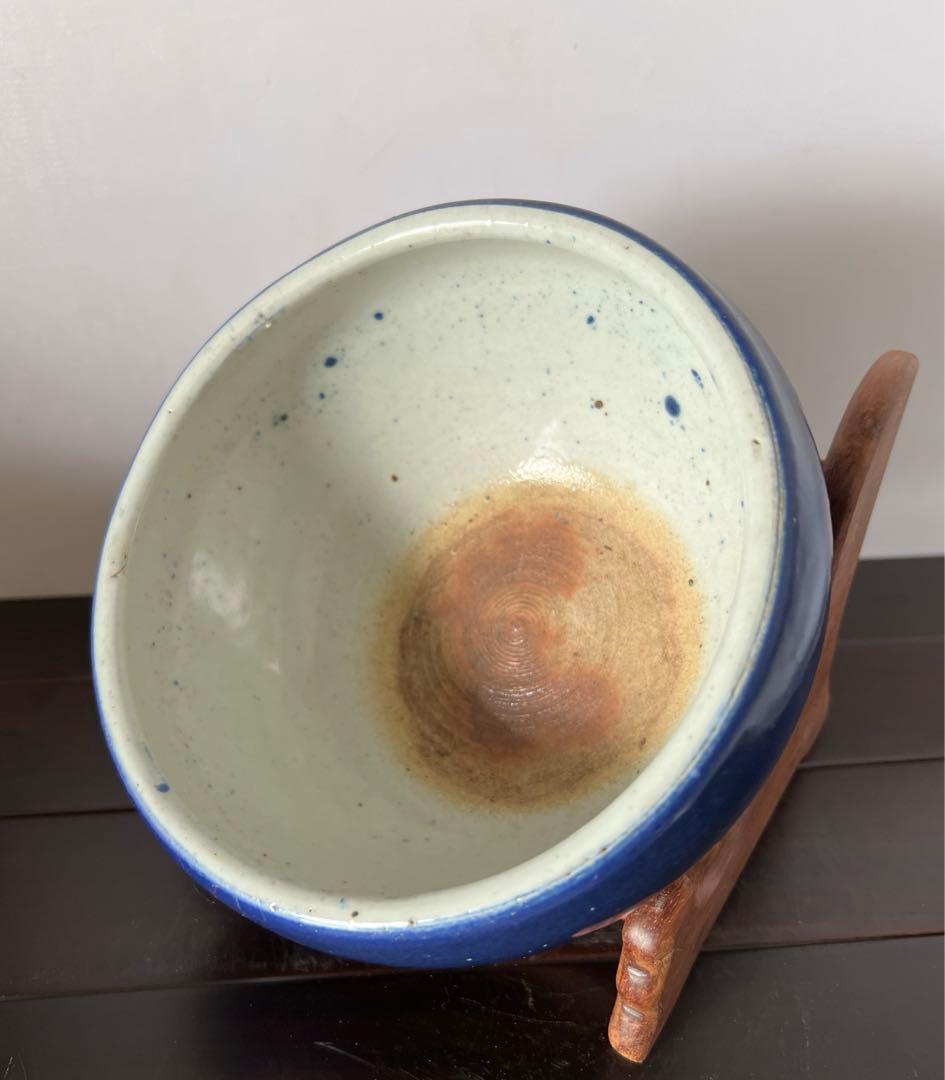 中国古美術•文房具•清時代蓝釉香炉：XG44-1