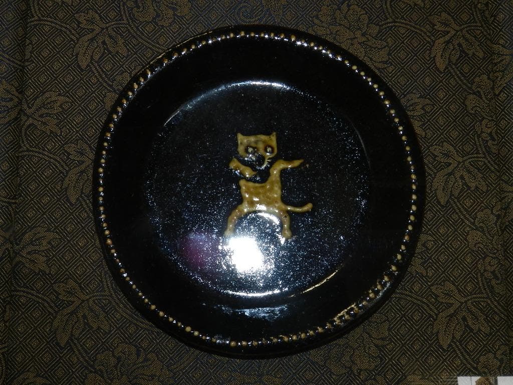 K92 人気作家 舩木研兒 陶板 『 猫 』 民藝 額装 壁掛 真作保証