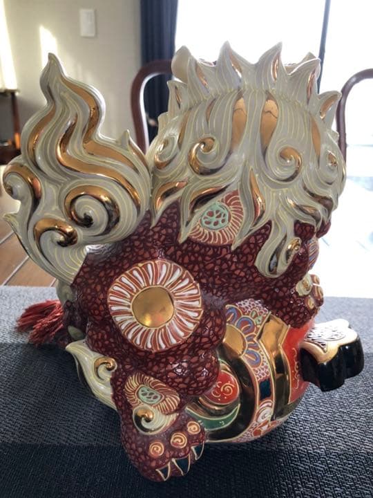 美品 九谷焼 獅子 魔除け 縁起物 置物