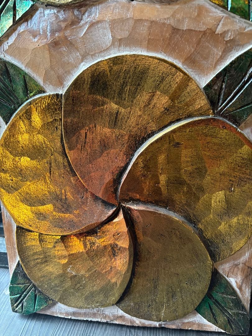 【値下げ中】プルメリア　ウッドレリーフ　バリ　ハワイ　壁掛け　インテリア