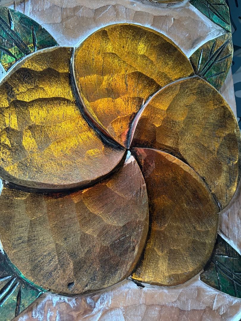 【値下げ中】プルメリア　ウッドレリーフ　バリ　ハワイ　壁掛け　インテリア