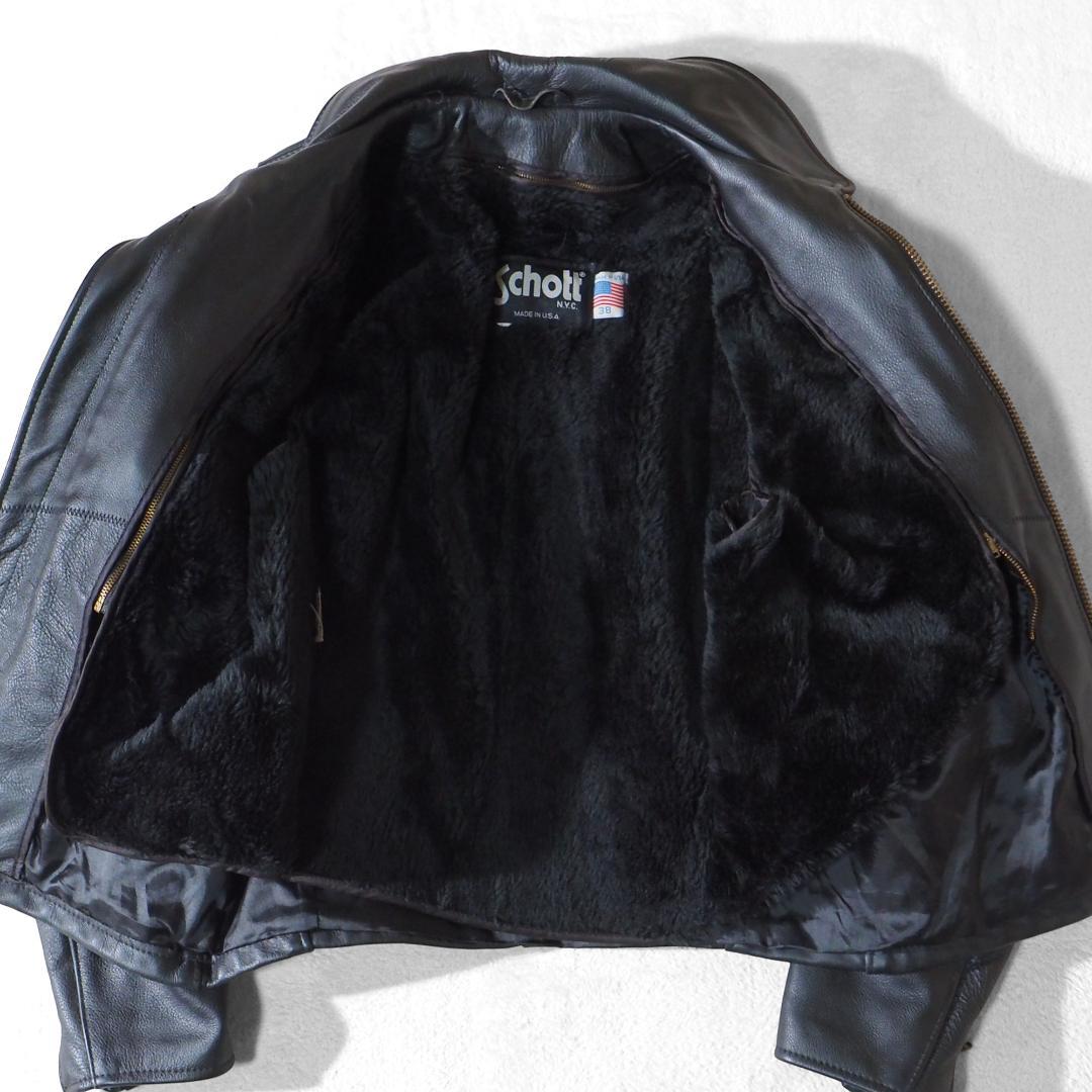 USA製 ショットSchott ライダースジャケット 680 ボアライナー 38