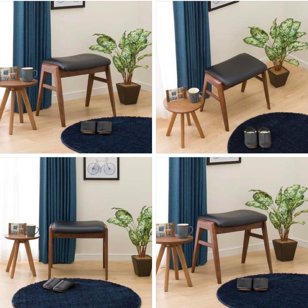 【美品】【2脚】ニトリ スツール ロレイン 3 白 黒 オットマン 椅子 チェア