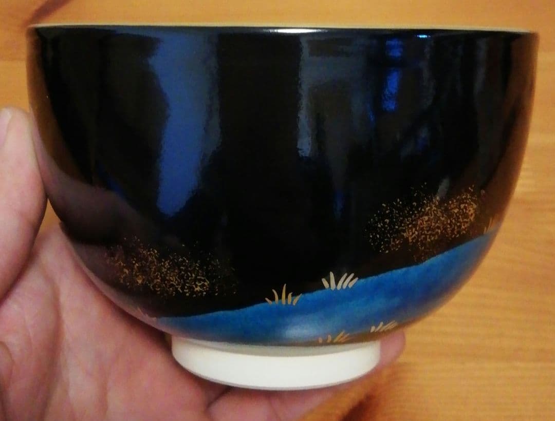 西村利峰作　京焼　岸絵　内金　茶碗　共箱　略歴付　茶道具