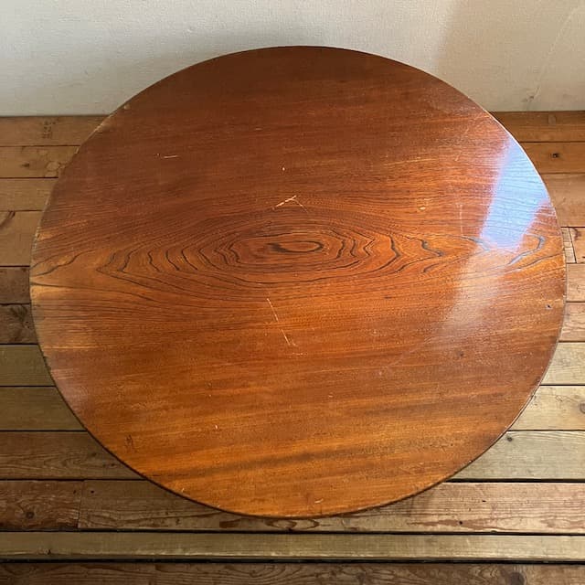 ヴィンテージ 古道具 欅 木製 円形 折りたたみ ちゃぶ台 骨董 レトロ こたつ