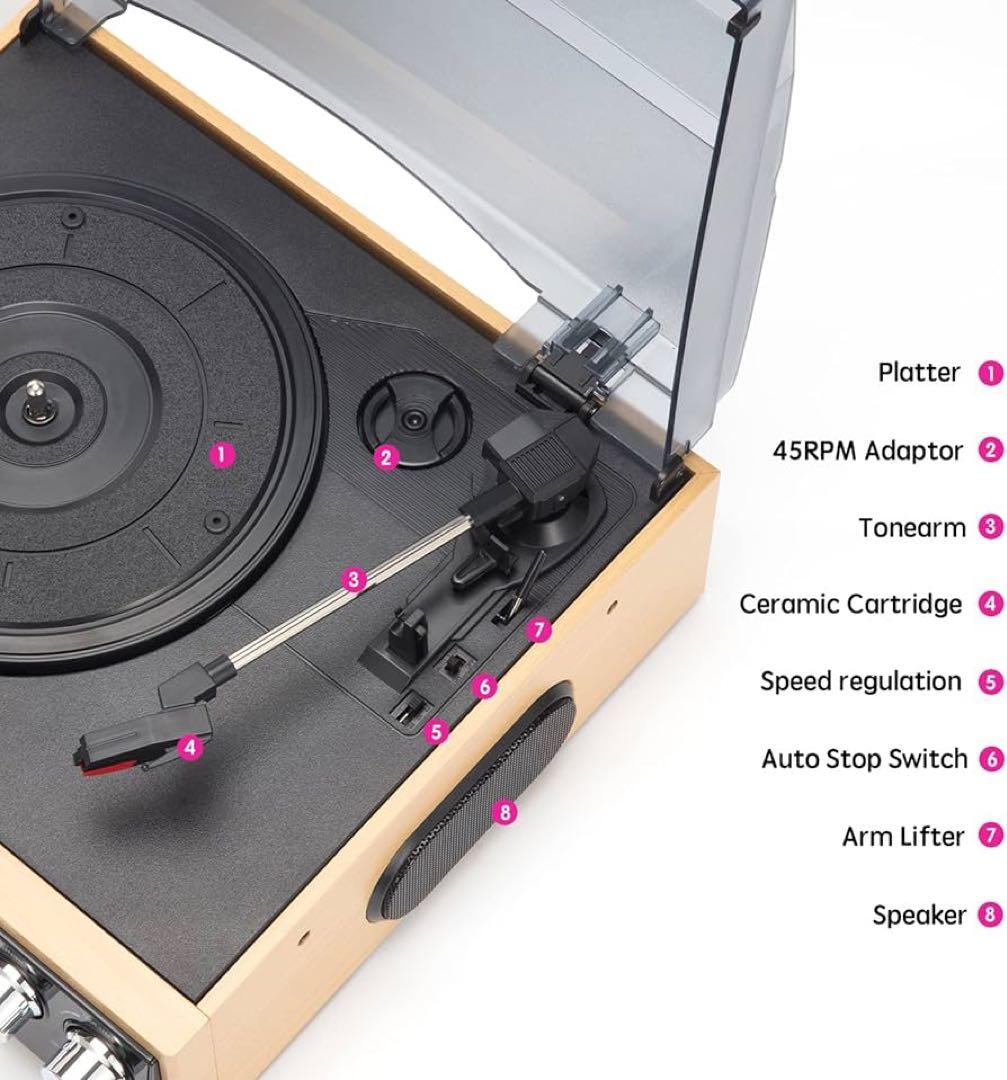 スピーカー Bluetooth ラジオ レコードプレーヤー