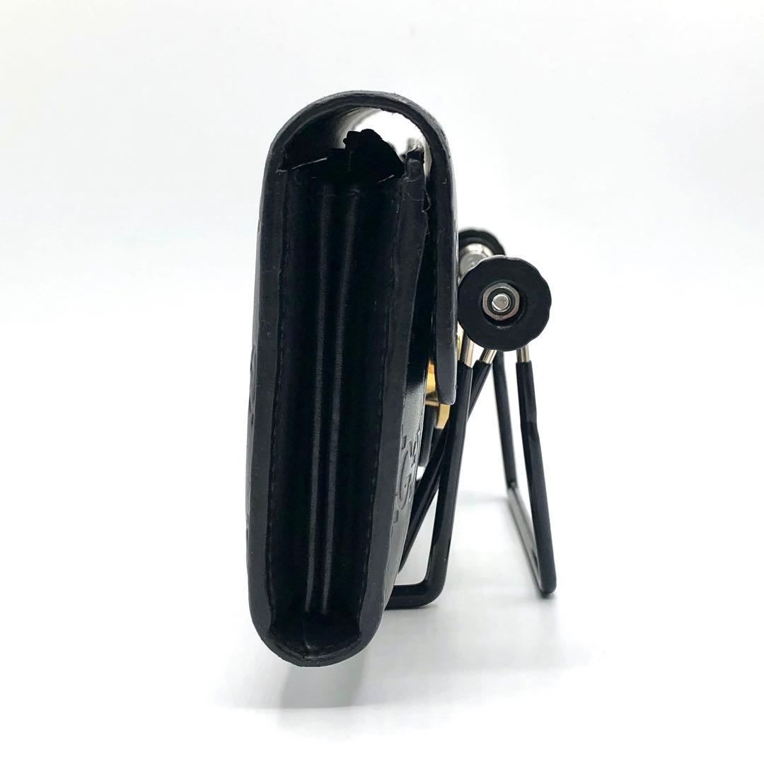 グッチ インターロッキング 長財布 二つ折り シマレザー GG柄 ブラック