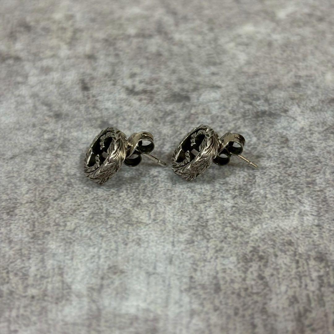 GUCCI　グッチ　ピアス　インターロッキング　アラベスク　燻　両耳用