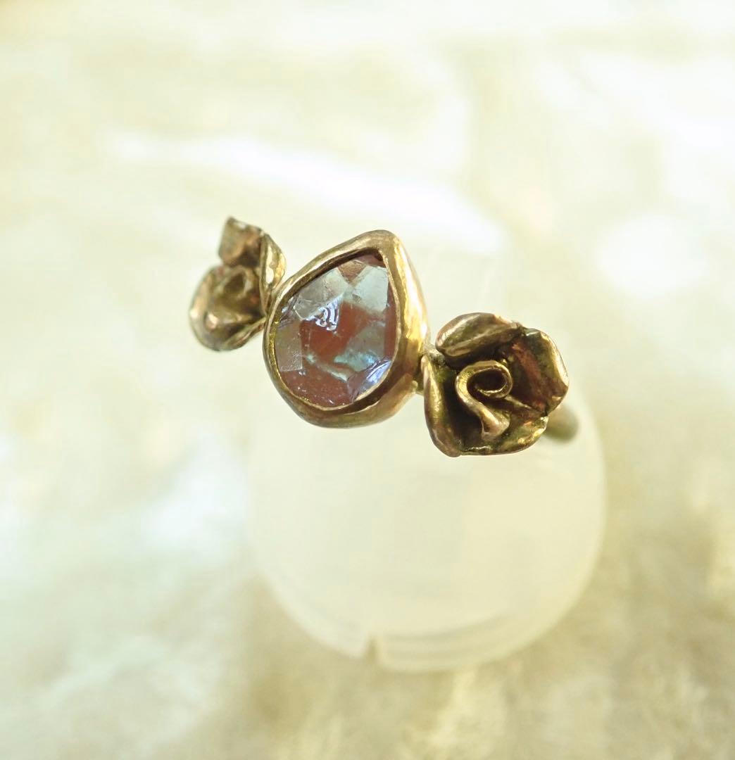 ハンドメイド ローズモチーフ　ピンキーリング