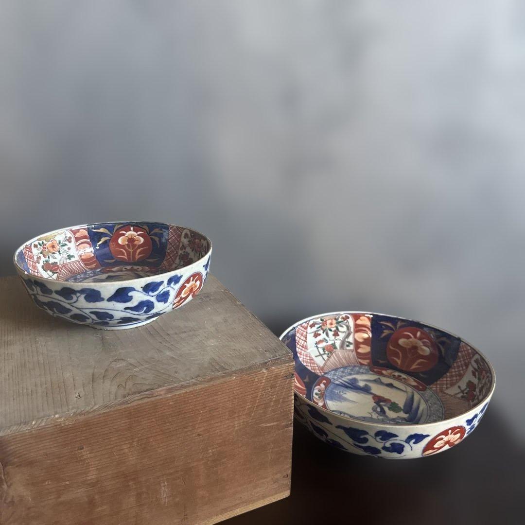 色絵陶器ボウル2点セット 難あり