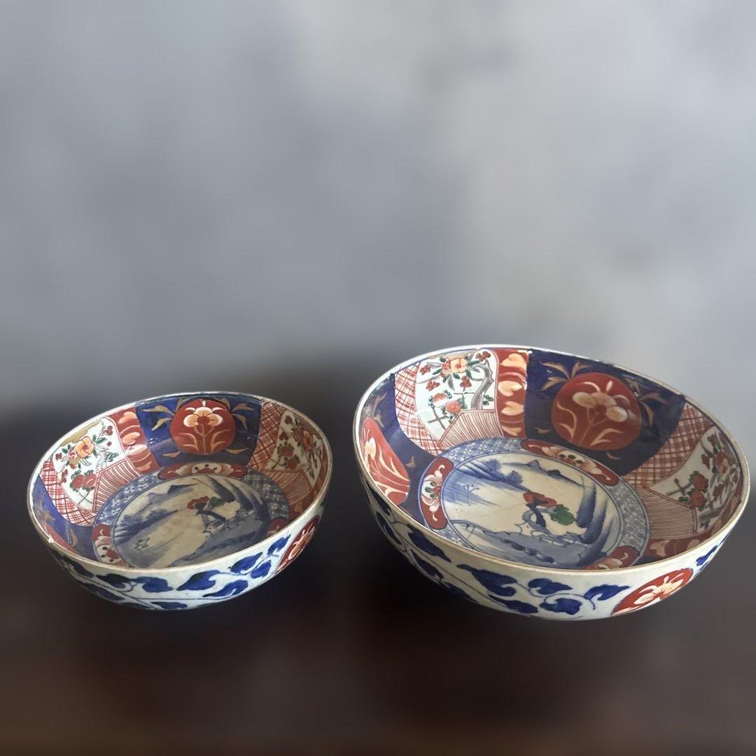 色絵陶器ボウル2点セット 難あり