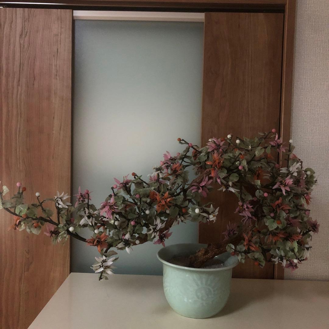 ガラス細工　玉石盆栽　フラワーベース　インテリア　置き物　植木　盆栽　豪華