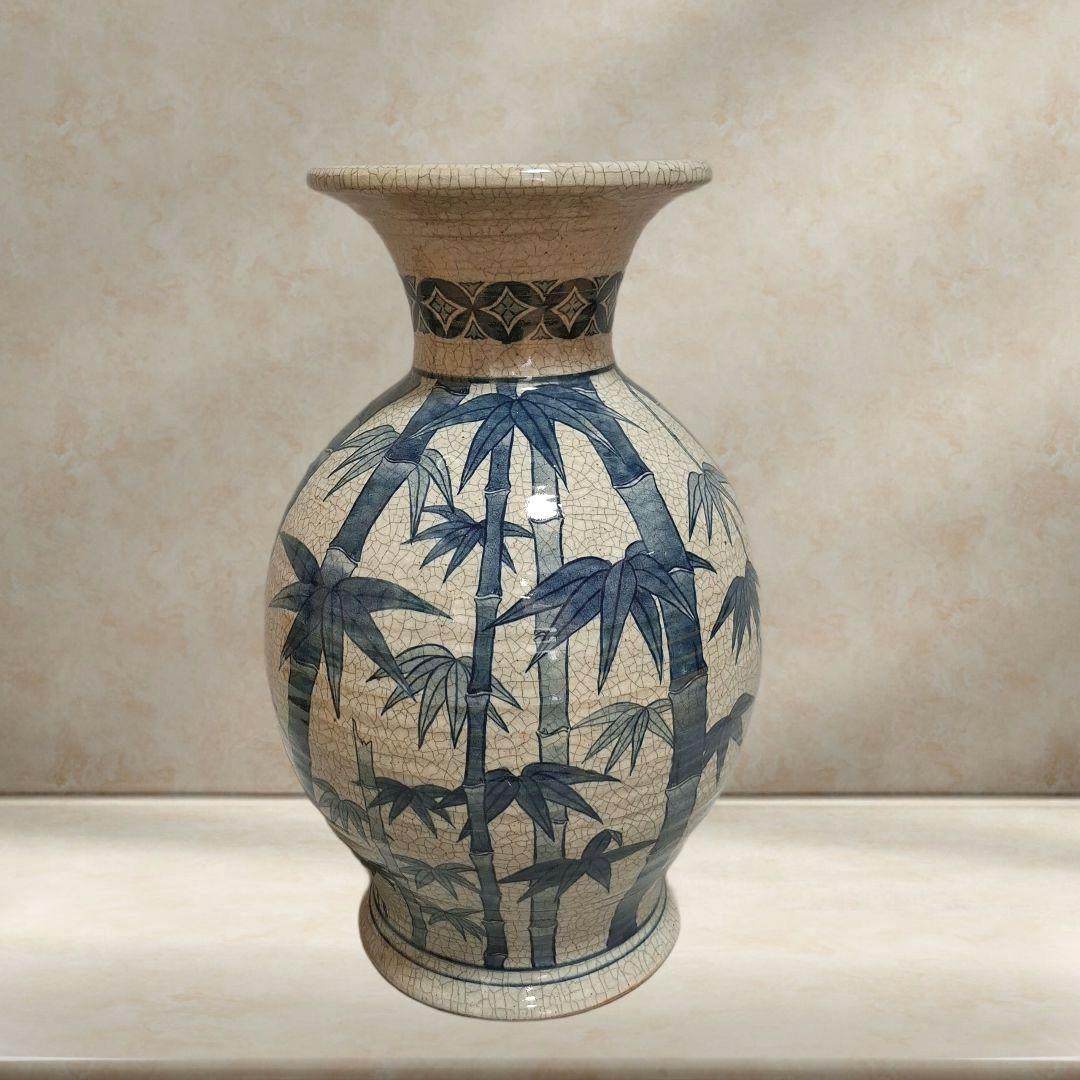 有田焼　花瓶　美術品　花器　インテリア　竹柄　深水作　置物　壺　骨董　床の間