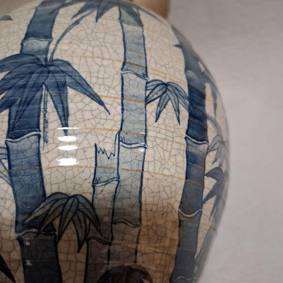 有田焼　花瓶　美術品　花器　インテリア　竹柄　深水作　置物　壺　骨董　床の間